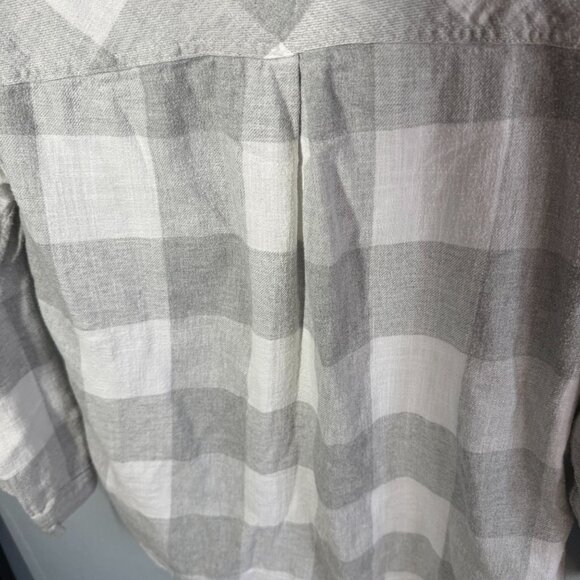 Maurices Hooded Flannel Button Up Medium Gray Buffalo Plaid Shacket Cabincore - Picture 9 of 13